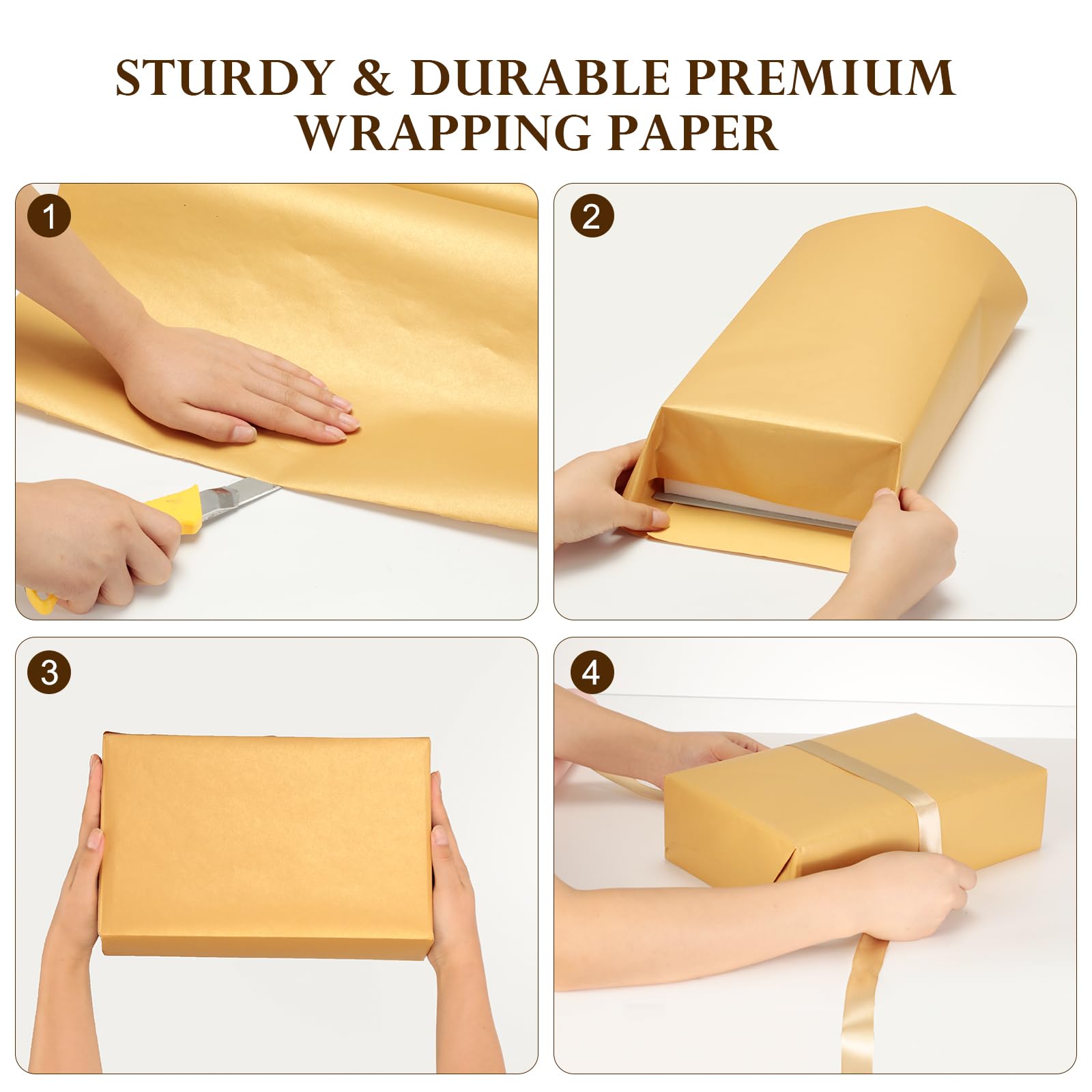 Set 6 Rotoli Carta Regalo Oro Nero Rosa 3m x 43cm | Qualità Premium