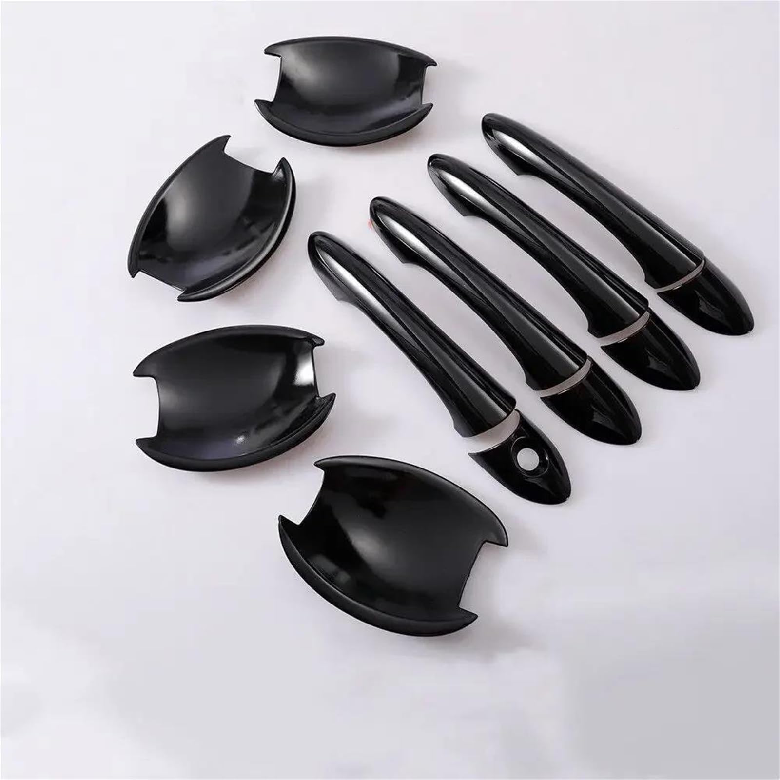 TRFBD Decorative Cover Glossy Black Chrome Car Door Handle Cover Trim Sticker Styling Accessories for Hyundai for Sonata for I45 2011-2015(Black Handle-Bowl)