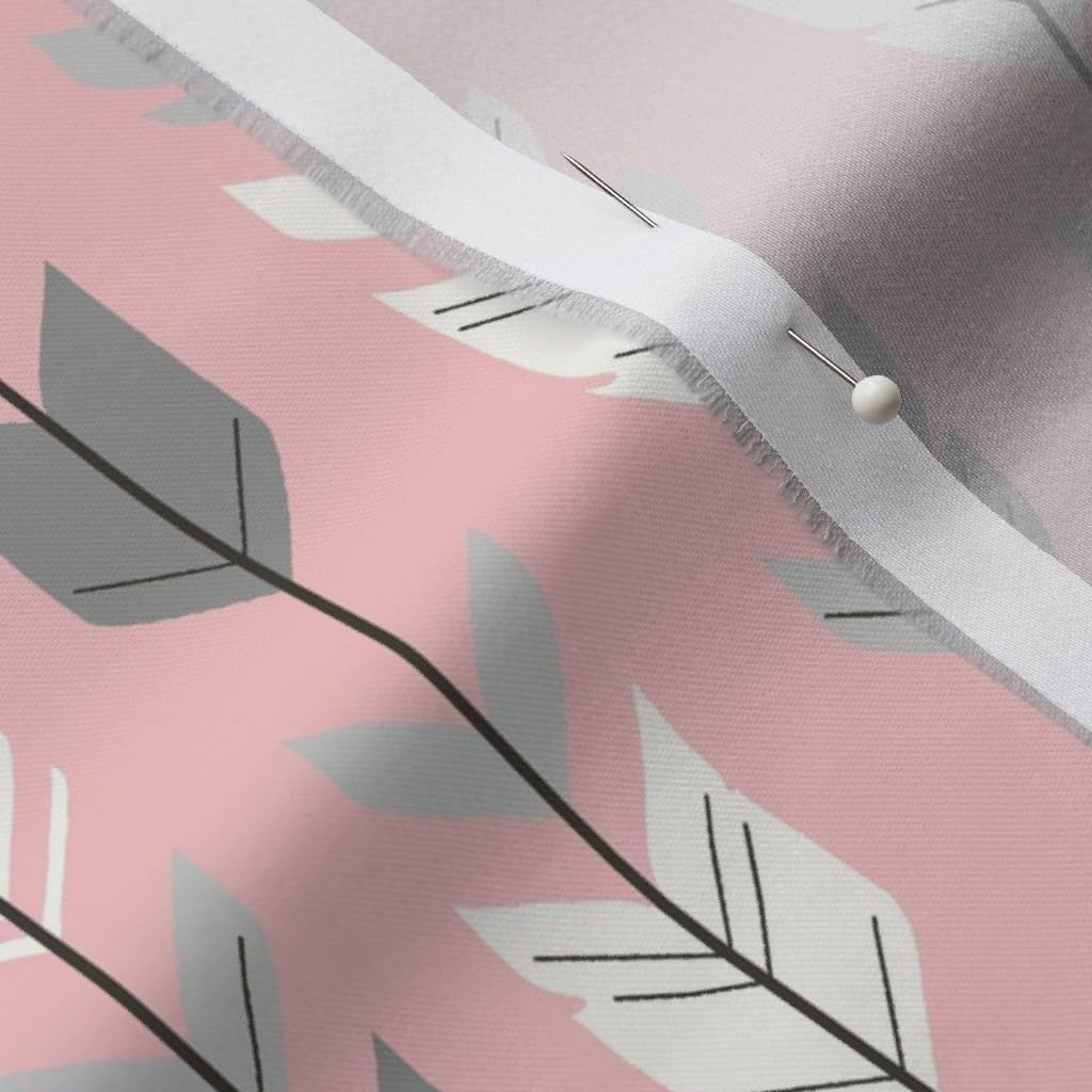 Spoonflower Fabric - Small Arrow Feathers Grey Pink Arrows Printed on Organic Cotton Sateen Fabric by The Yard - Sewing Quilting Apparel Home Decor