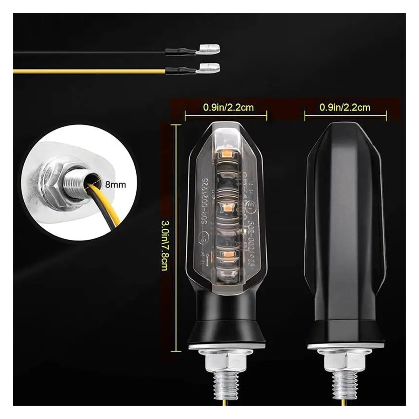 Indicador señal Giro Intermitentes LED Universales para Motocicleta, 12V, 8mm, Luces para para, Luz De Señal para