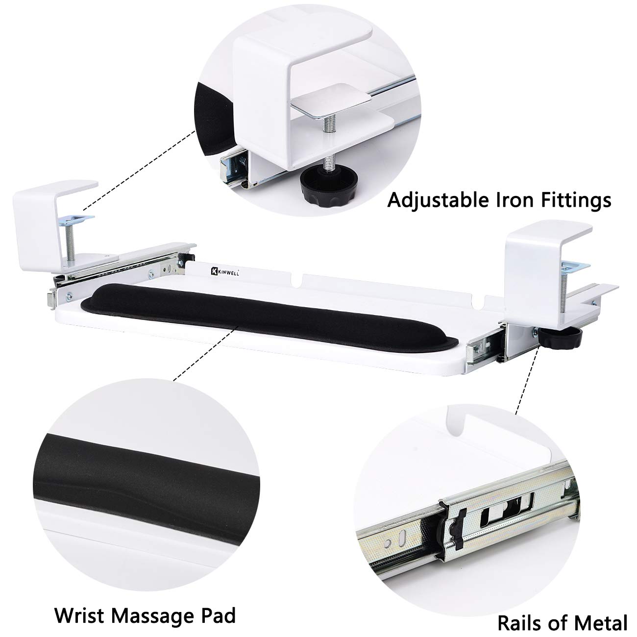 Beschan Ergonomics Under Table Keyboard Tray Super Easy Clamp on