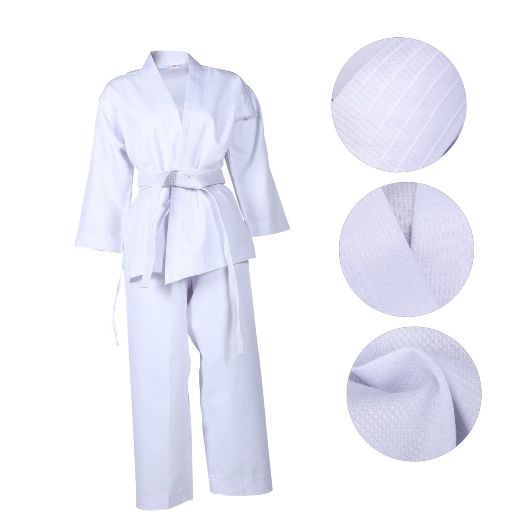 Uniforme da Karate per Adulti, Completo Sportivo Uomo per Taekwondo, in Poliestere Bianco Pantaloni Coulisse, per Allenamento e Competizione