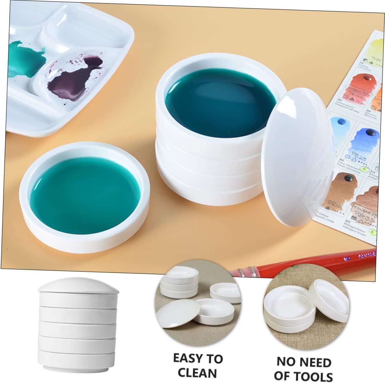 LALAFINA Ceramic Ink Dish Round Porcelain Painting Palette Watercolor Pigment Tray Mini Porcelain Paint Palette for Art Lovers