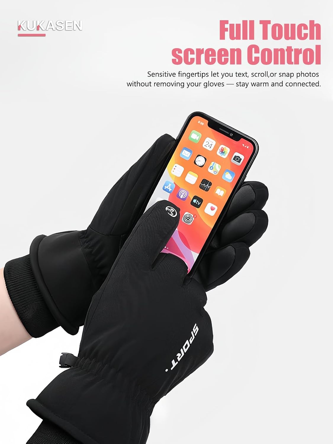 Women’s Ski Gloves with 3M Thinsulate Waterproof Protection, Plush Fleece Touchscreen Snow Gloves – Warm Anti-Slip Gloves - Image 4