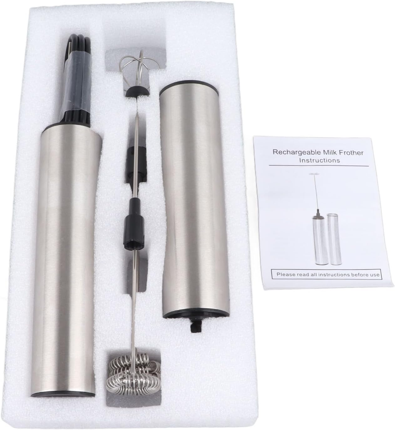 Haofy Handheld Whisk, Rechargeable Milk Frother Electric Foam Maker with 3 Replacement Heads for Home Kitchen