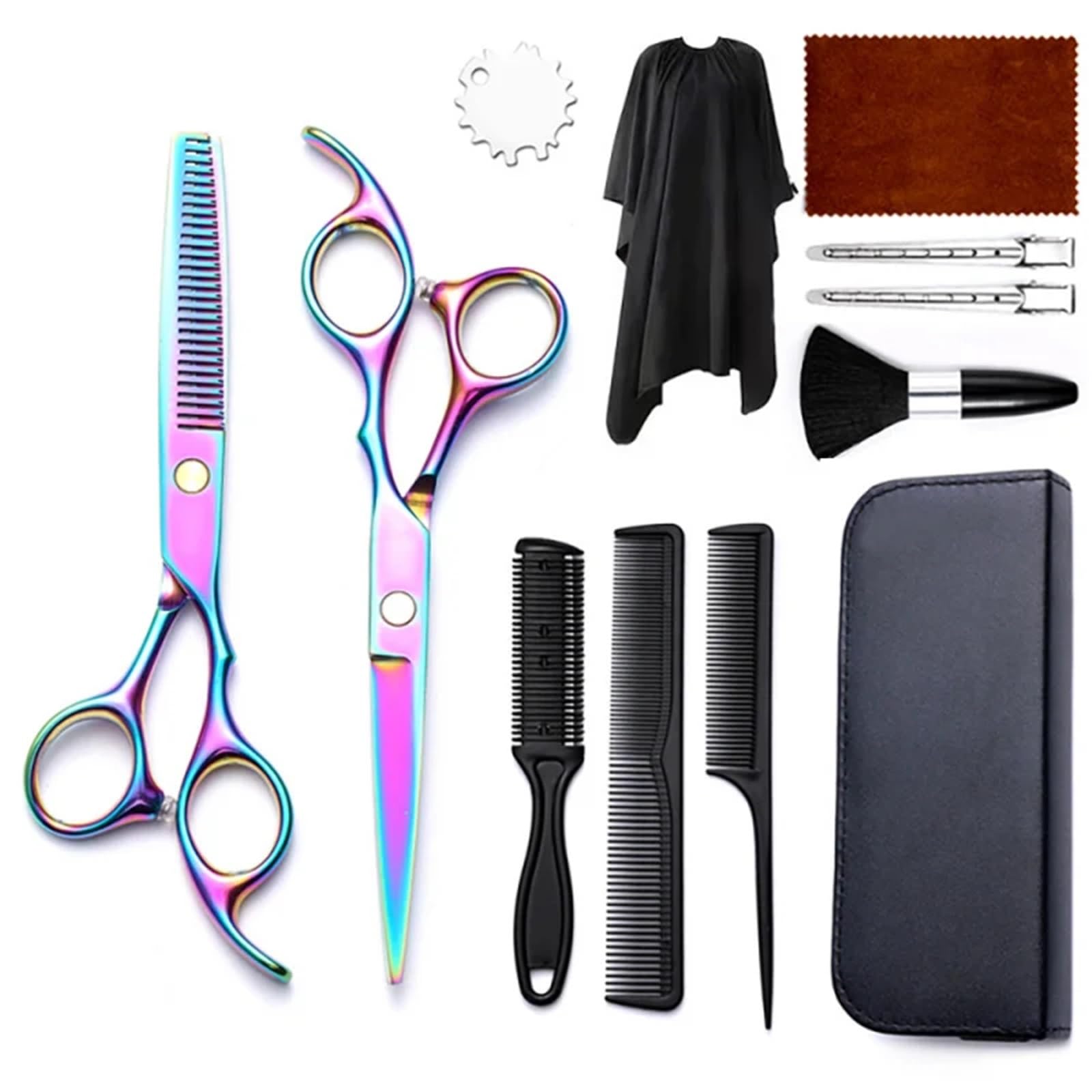 Tijeras Peluqueria Tijeras profesionales de peluquería, tijeras planas y dentadas, entresacar, domésticas, traje(Color 24)