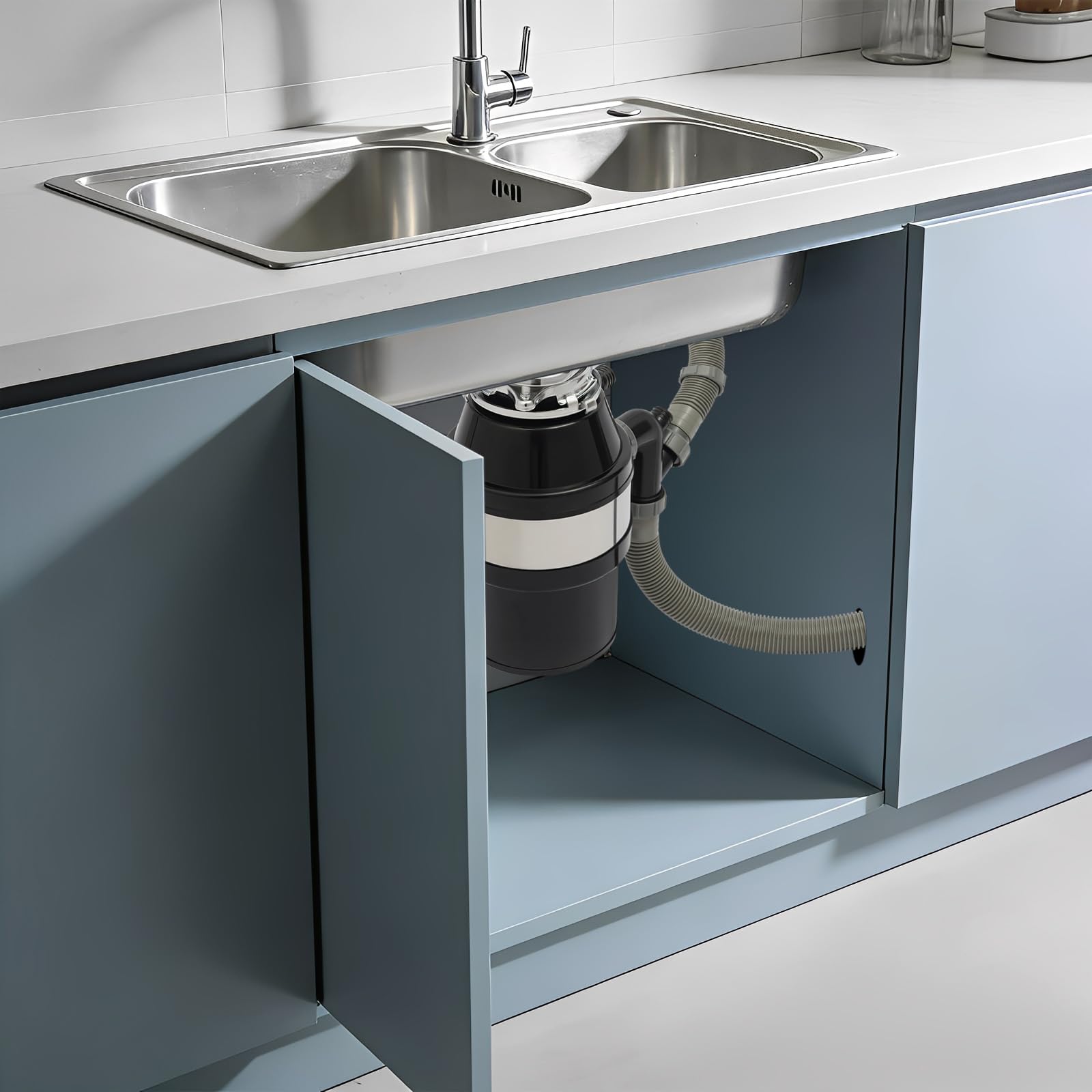 560 W triturador de residuos de cocina, 2600 rpm, residuos de alimentos, con interruptor de aire, triturador de basura doméstica para cocina