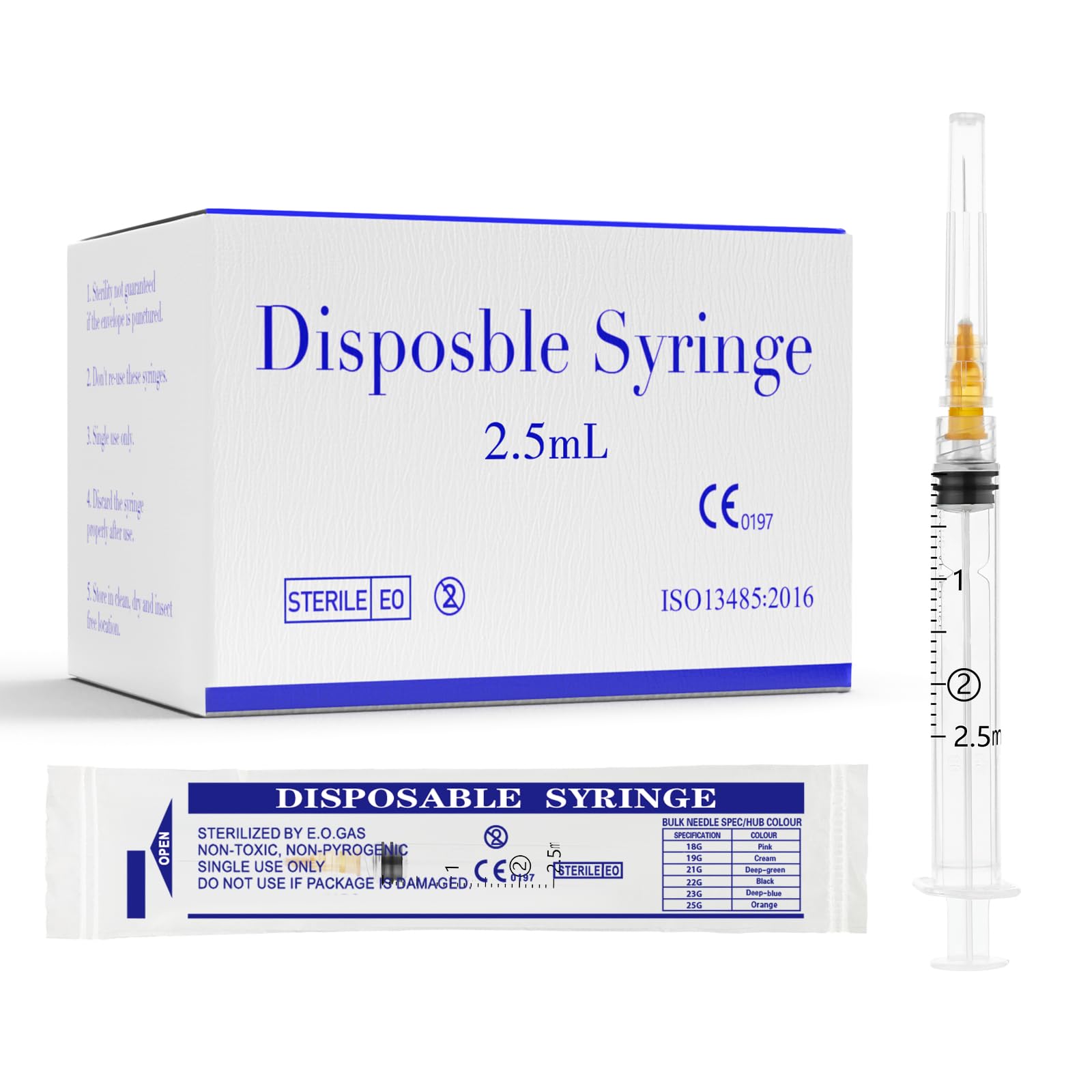 1ml Syringe with 27Ga 1/2inch Needle, 1cc Luer Lock Syringe, Pack of 100 — Amazon image 11