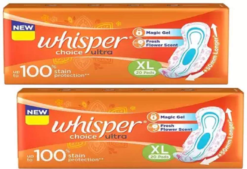 Whisper Choice ultra Extra Large 20+20 Sanitary Pad (Pack of 2)