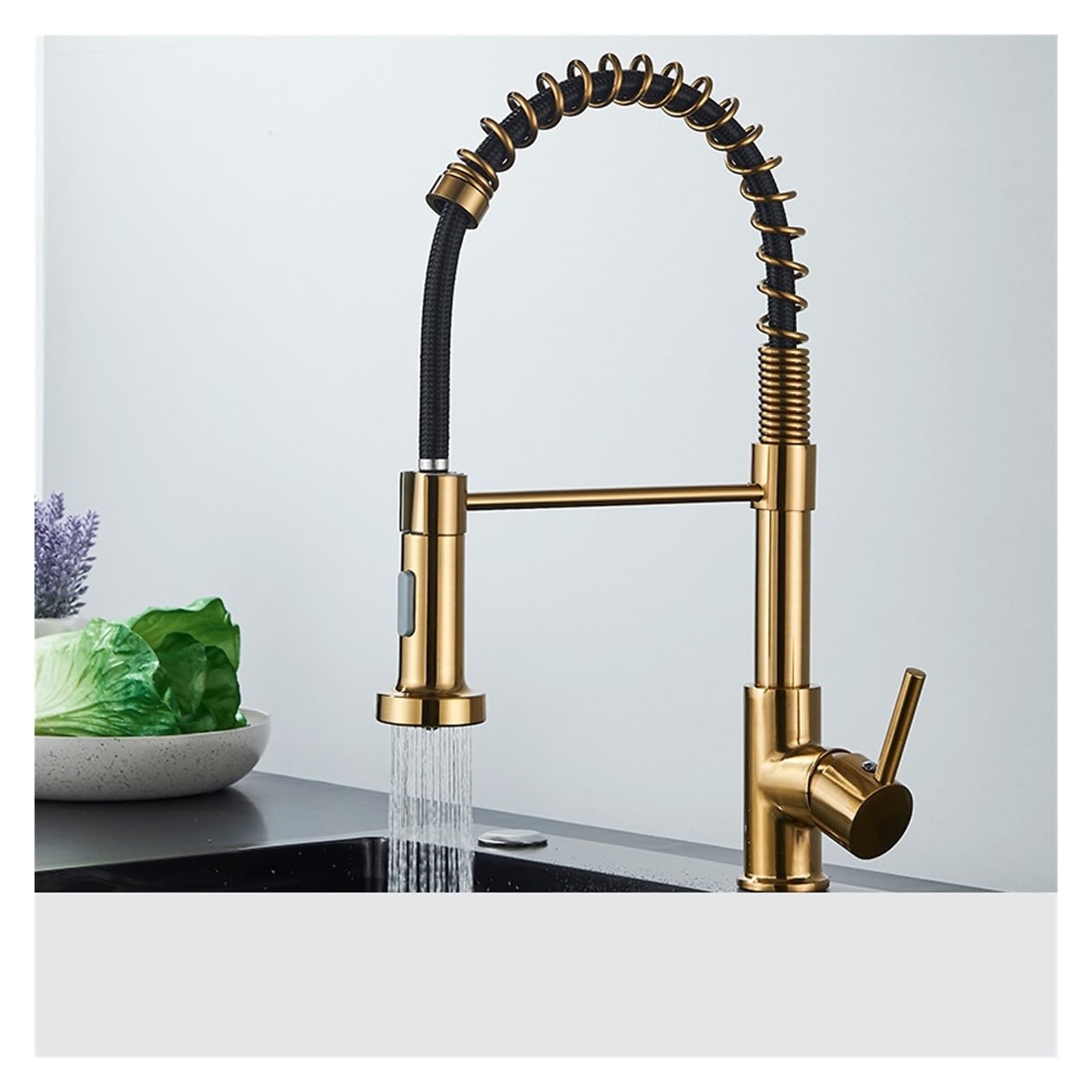 Grifo de Cocina extraíble, Monomando, rotación de 360 Grados, Color Negro Mate