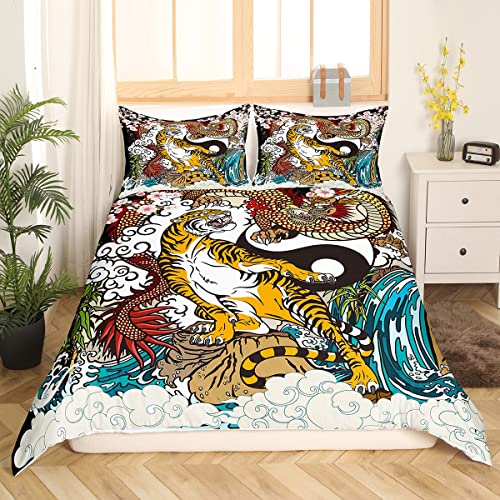 Housse de couette super king ukiyoe parure de lit finitions soignées
