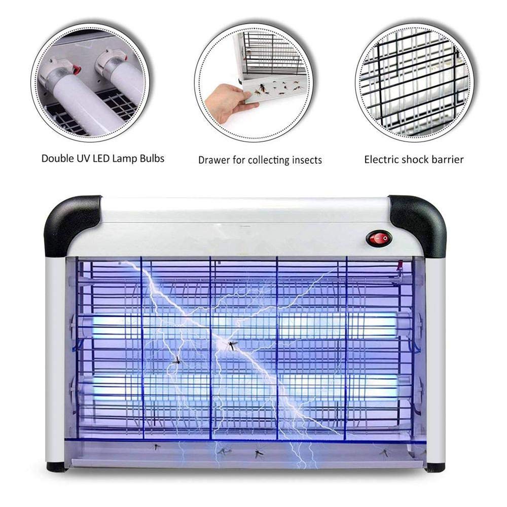 Elektrischer Fliegenvernichter, 20 W Insektenvernichter, Mückenvernichter, Lampe für drinnen und draußen, Schlafzimmer, Küche, Garten, Terrasse