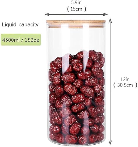 Miniatura 2 de LEAVES AND TREES Y Recipientes grandes de vidrio para harina y azúcar con tapas herméticas, paquete de 2 tarros de harina y azúcar de 1.2 galones