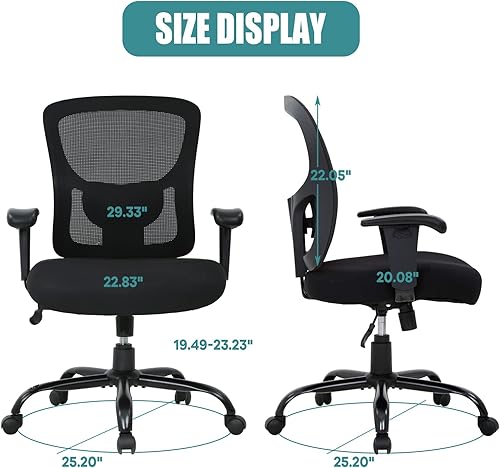 Miniatura 3 de Silla de oficina grande y alta para personas pesadas, silla de escritorio de computadora de 400 libras, asiento extra ancho, brazos ajustables,