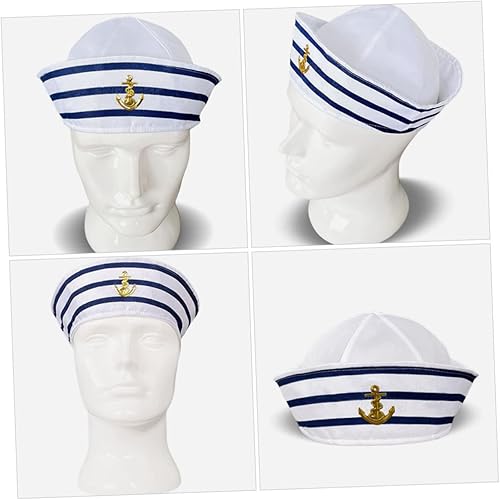 Miniatura 9 de Sombrero de capitán para hombres y mujeres y sombrero de marinero a rayas, accesorio de cosplay para fiestas en barcos, escenarios y eventos
