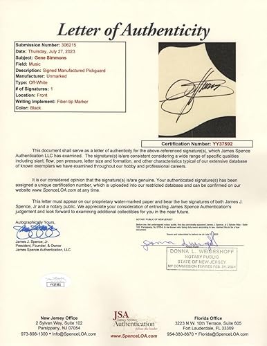 Miniatura 3 de Gene Simmons Signed Autograph Full Size Black Acoustic Guitar B with James Spence Authentication JSA COA - KISS - Hotter than Hell Dressed to Kill