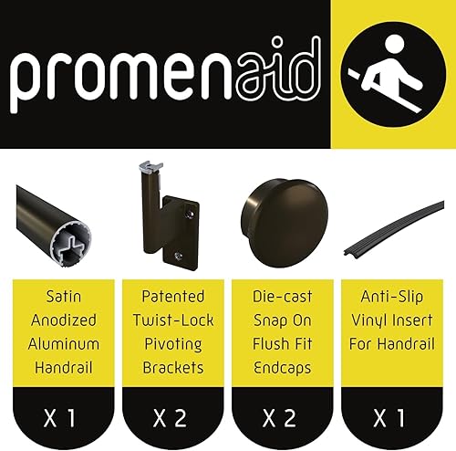 Miniatura 36 de Juego completo de barandilla, con tapas empotradas, perfil redondo de 1.6 pulgadas Plateado/Plateado