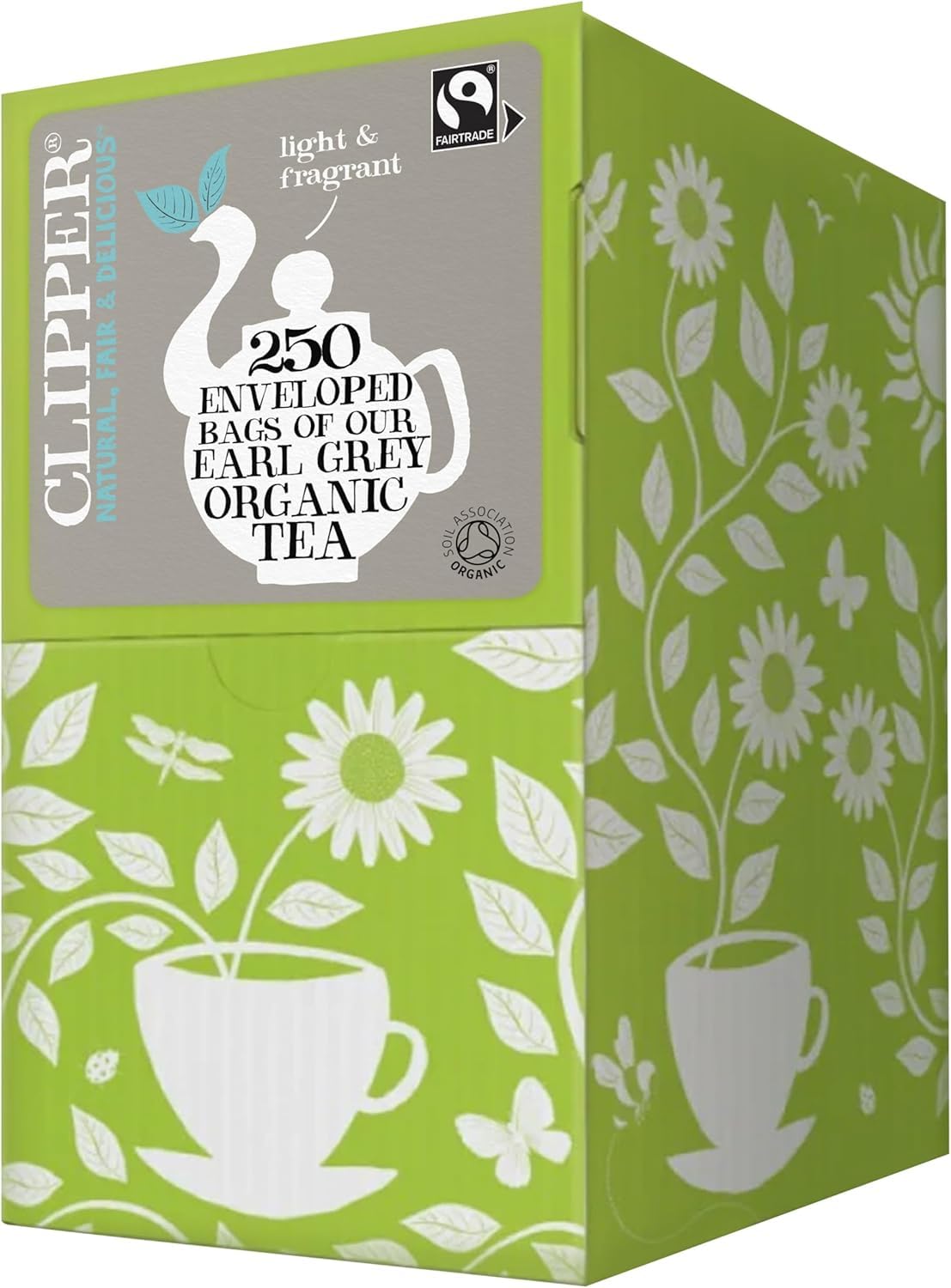 Clipper Organic Earl Grey Tea Bags Natural, Unbleached, Plant-Based Biodegradable & Non GM Teabags Eco Conscious, All Natural Tea Bags Individually Wrapped (250 Teabags)