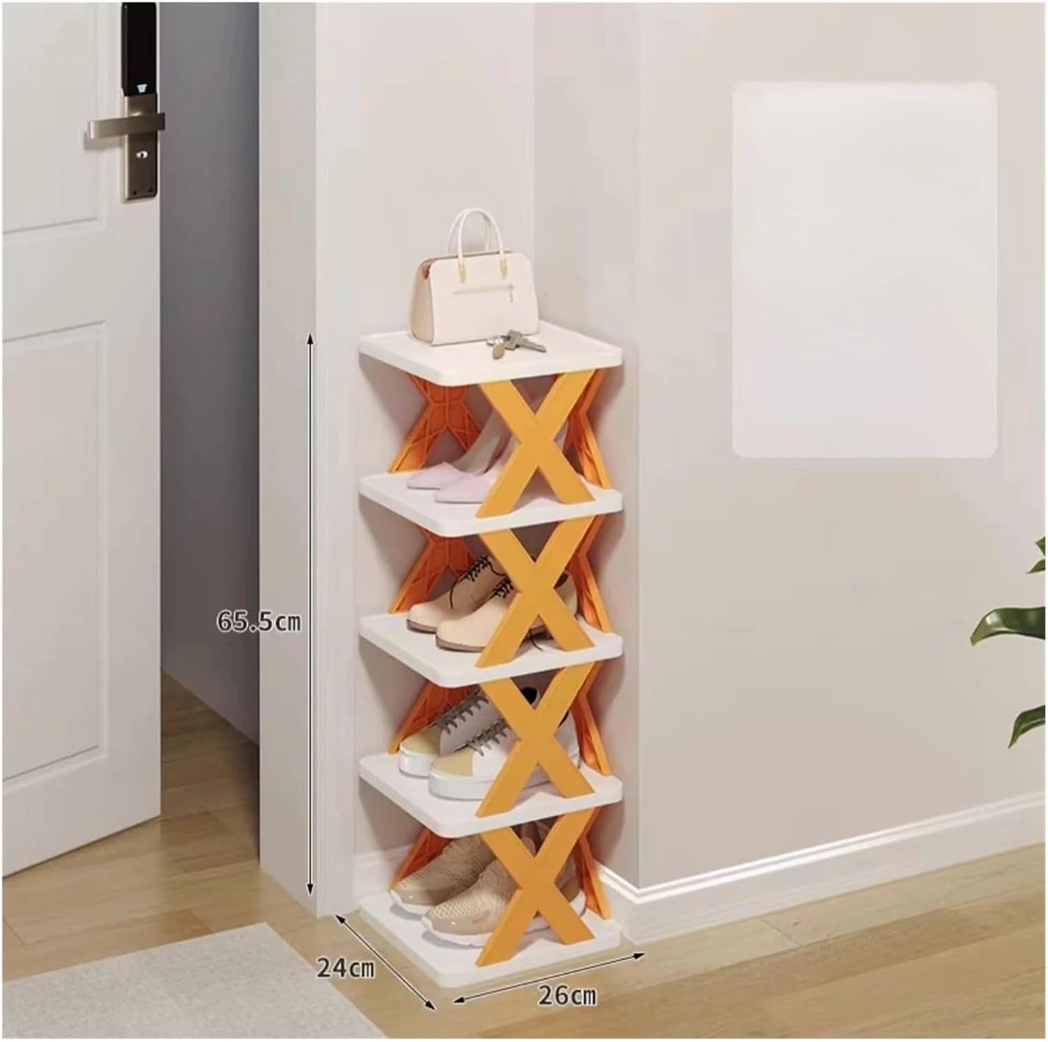 5 Layers, Simple Shoe Rack, Vibrant Orange Color