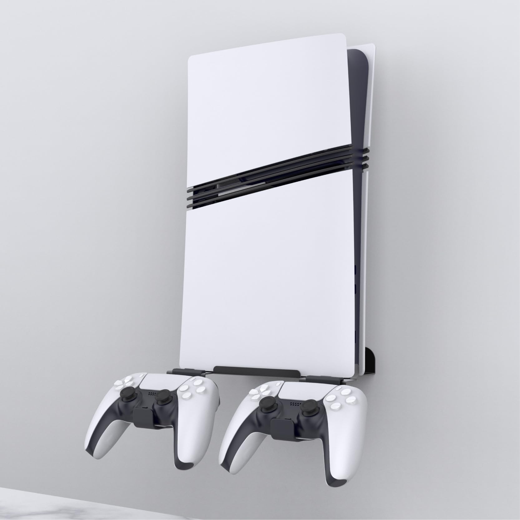 Soporte de Pared Base con soporte para mando Soporte de pared para colgar para PS5 Pro/ps5 Delgado Digital Edition y Disc Soporte de pared para consola Edition (Negro)