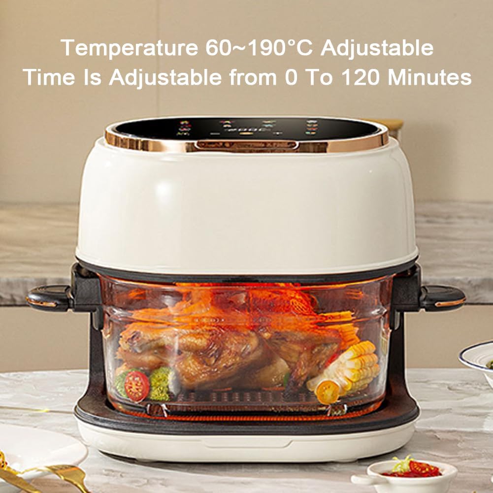 1350W 4L bez oleju Fryer z panoramicznym oknem-regulowany 60-190 ° C i 120 min timer, funkcja auto-resume, domowy piekarnik kuchenny do zdrowego gotowania