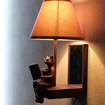 猫さんの壁掛け鏡 Amazon.co.jp : ミラー付き壁掛け照明 鏡インテリア照明 ネコ