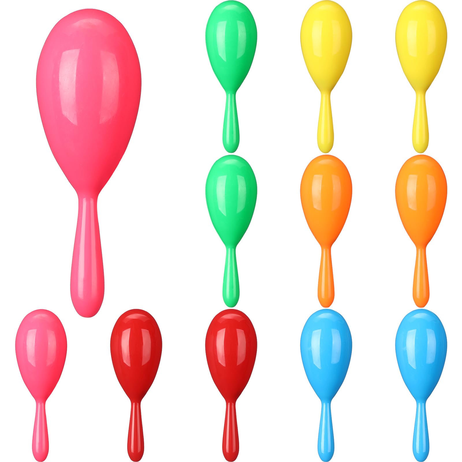 12 Pcs Plastic Maracas, 4.3 Inch Maracas Shakers Noisemaker for Mexican Fiesta, Luau Party, Wedding, Birthday, Cinco De Mayo Fiesta Themed Party Supplies (multicolor)