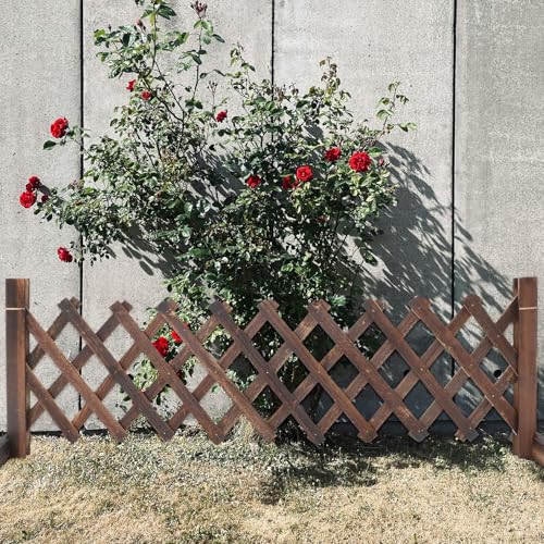 Angoily Einziehbarer Holzzaun Gartendeko Mit Rankgitter Ausziehbar Gartenbegrenzung Holz Braun Freistehend Außenzaundekoration Balkongeländer