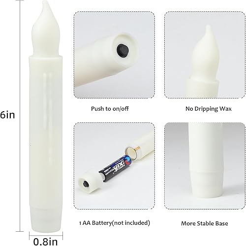 Miniatura 5 de MUMCHASI 24 paquetes de velas cónicas sin llama Velas LED eléctricas Velas LED parpadeantes Velas colgantes de otoño luz amarilla cálida decoración