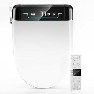 Elongated Smart Bidet Toilet Seat – Heated Seat, Instant Hot Water, Flip-Down Dryer, Self-Cleaning Nozzle, LED Display, Night Light, Remote Control, Easy DIY Install