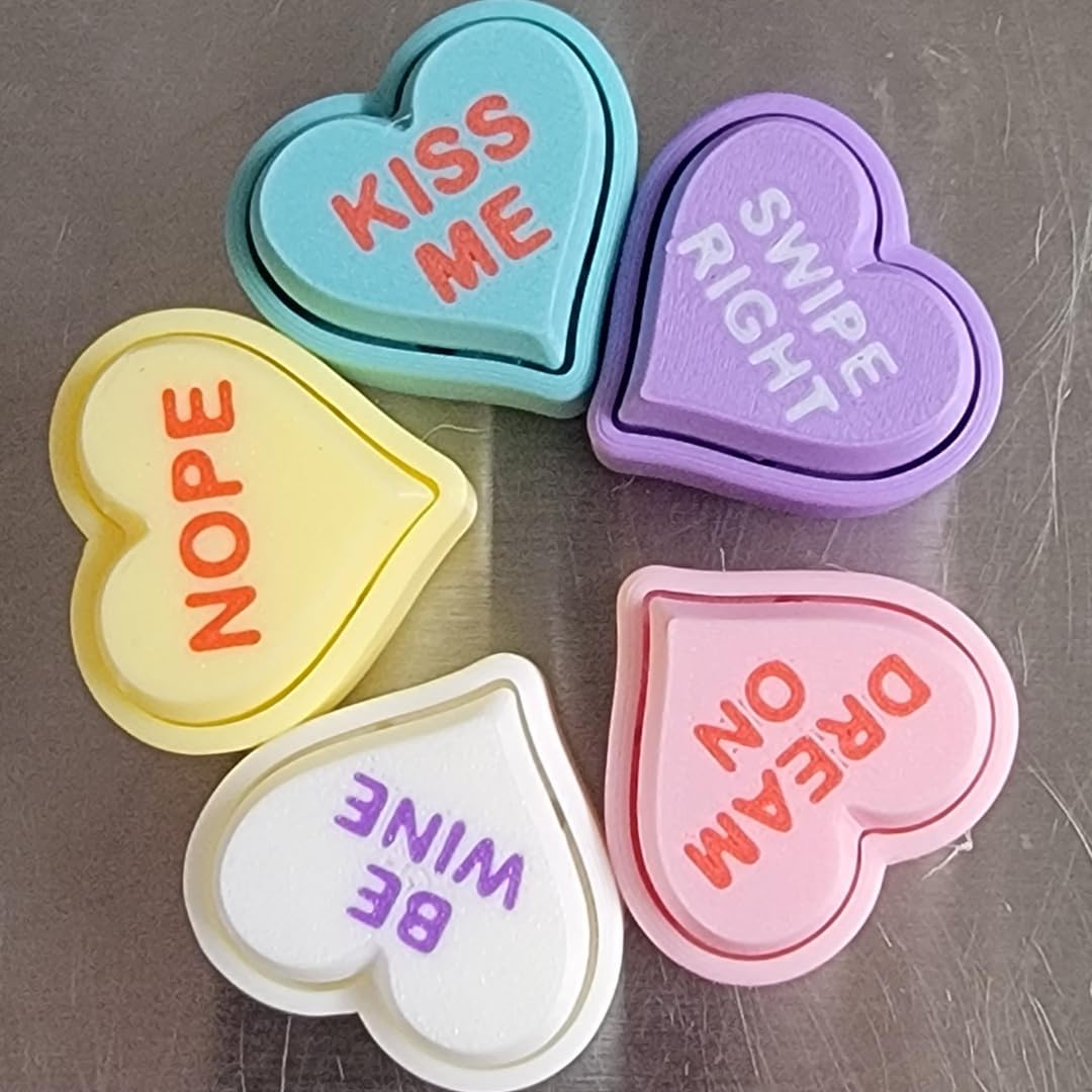 Geeps Makes Conversation Hearts Fidget Clicker, Stress Relief Keychain and Bag Tag, Multicolor Options with Classic and Sassy Phrases (31 pcs - Classic Pack)