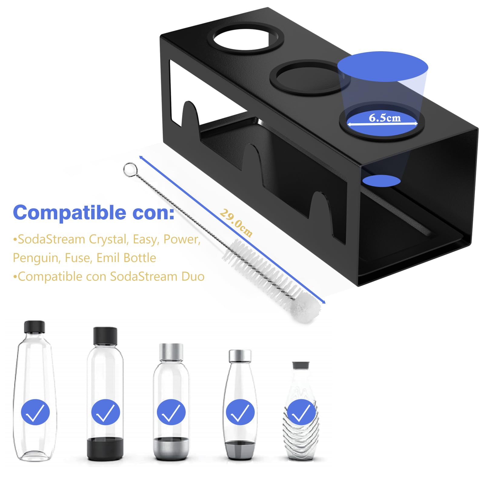 Ural Art Soporte Para Botellas De Vidrio De Acero Inoxidable, Soporte