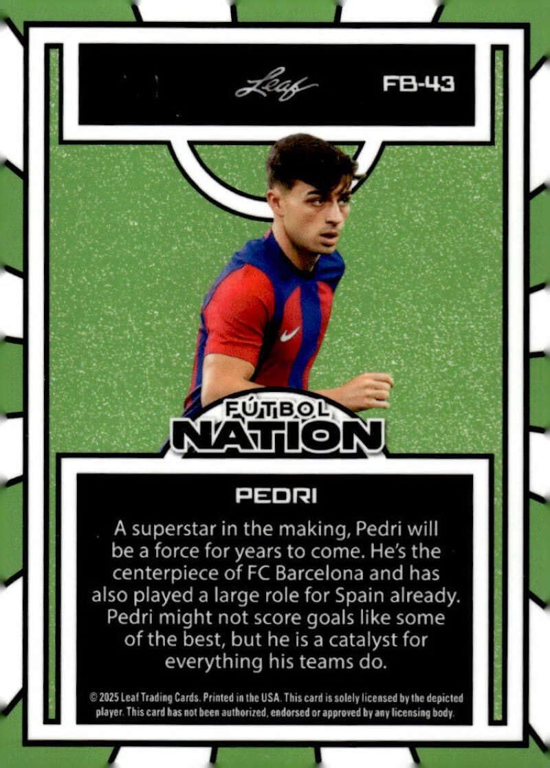 PEDRI 1/1 2025 Leaf Futbol Nation One of One #43 Purple Dots FC Barcelona NM-MT Soccer