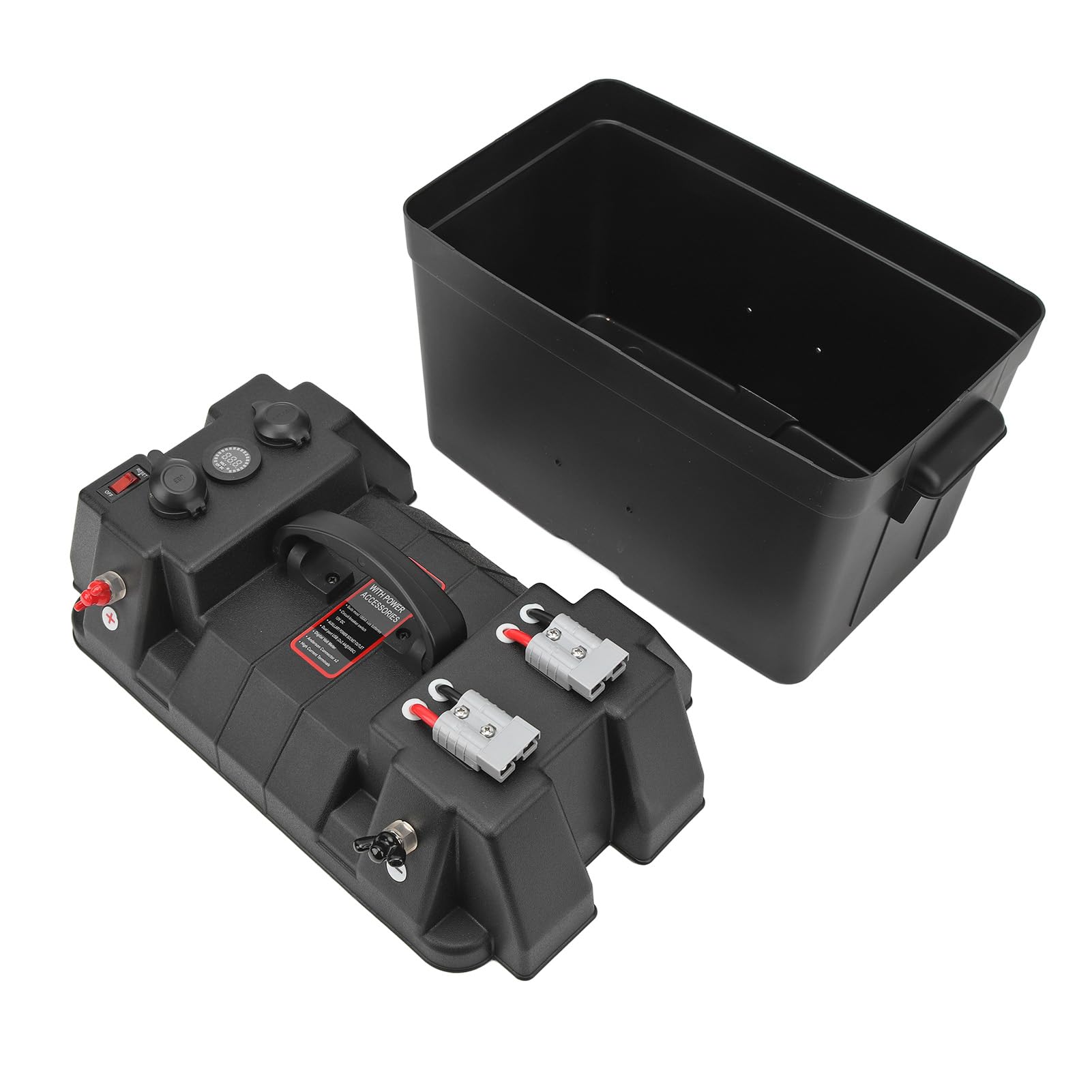 Generic Inteligentna Skrzynka na Baterie Power Center z Szybkozłączem, Dwoma Portami USB, Woltomierzem i Gniazdkiem 12 V do Samochodu Kempingowego SUV ATV Ciężarówka Motocykl – Obudowa Odporna na