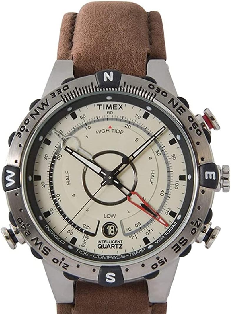 Timex Relógio inteligente de quartzo Tide Temp Bússola, Marrom/prateado