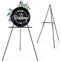 Vista 12 de VISWIN Caballete de 63" para letreros de boda, caballete de exhibición de madera ajustable con soporte, caballete de piso tipo trípode para tablero