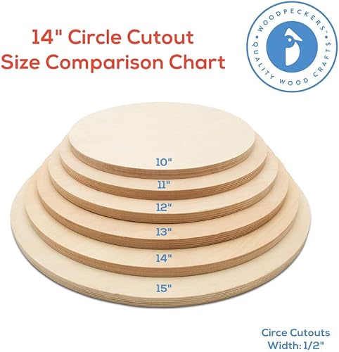 Miniatura 5 de Círculos de madera de 0.5 pulgadas de grosor, desde 10 hasta 24 pulgadas de diámetro
