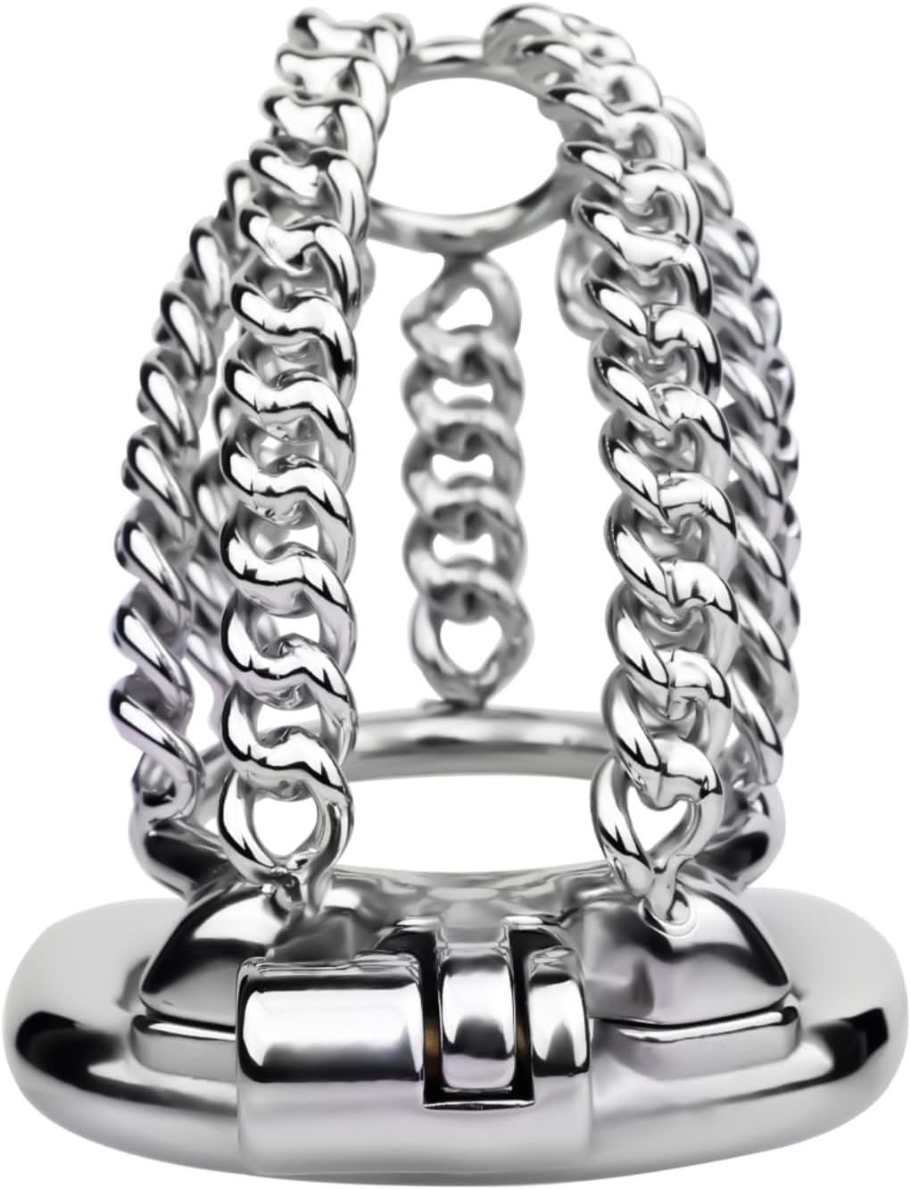 Metal Male Chastity Devices Mesh Chain Cock Cage with Invisible Lock and Keys, Stainless Steel Chastity Cage Lock Penis Bondage Men Adult Sex Toy (2.17IN Ring)