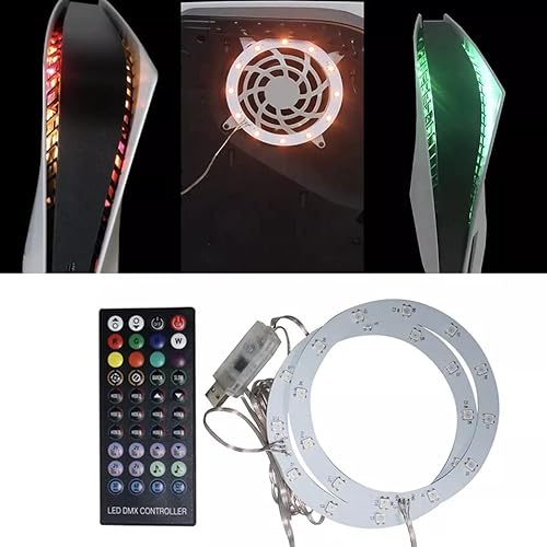 Fucopales Rgb Led Light Strip For Ps5 Console With 8 Colors 400+ Modes, Music Sync Color Changing Led Light Strips For Playstation 5 With Ir Remote, App Controller And Usb Powered #TOP5