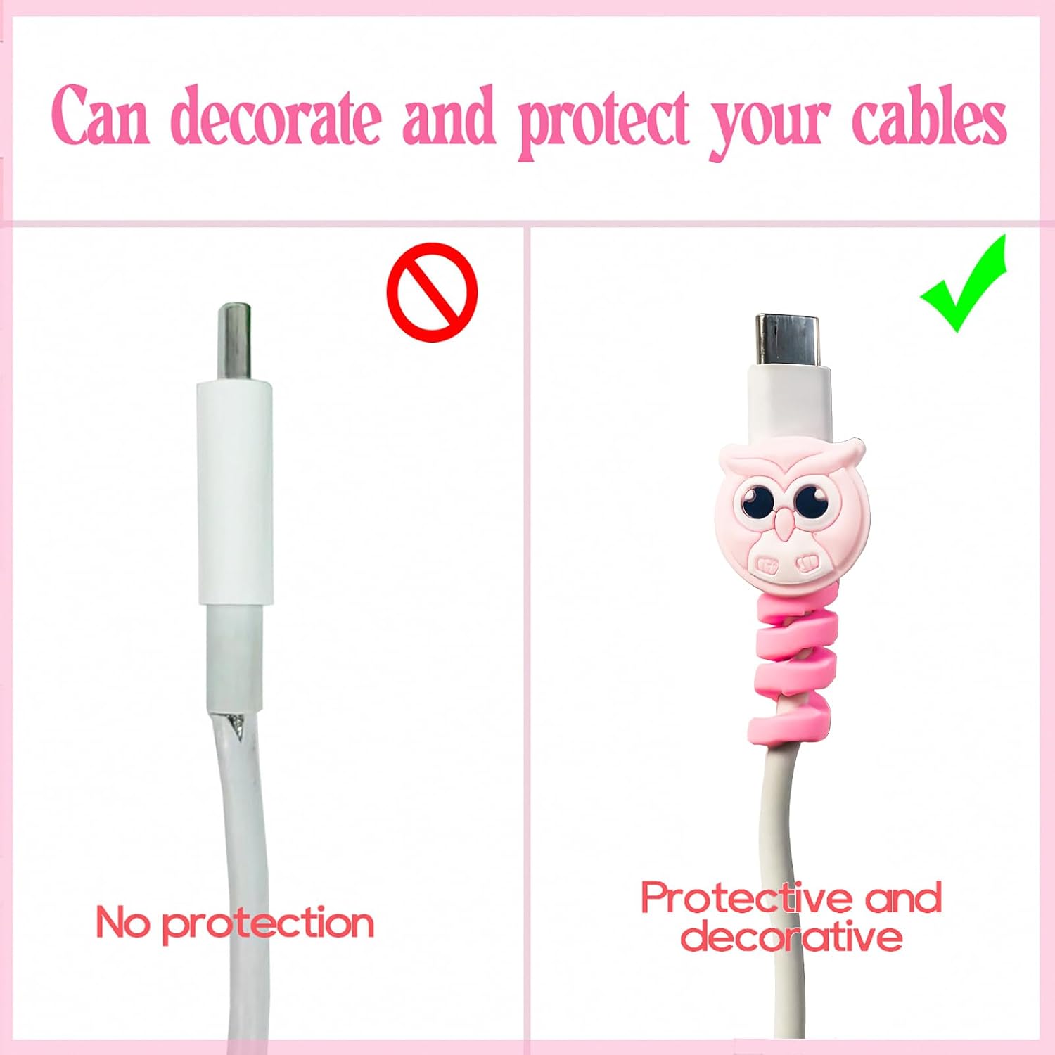 Silicone Cable Protectors 15 Pack, Cute Cartoon Animal Cord Saver Guards for Charger Cables, Universal USB Cable Bite Protector for Phone Tablet Laptop, Anti-Fray Flexible Charging Cord Tips