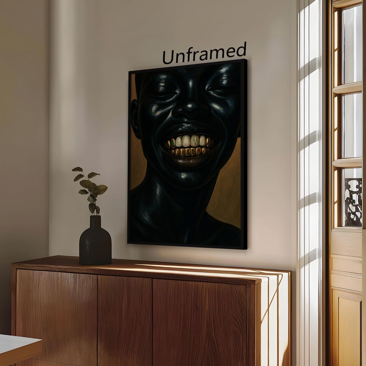 African American Canvas Wall Art, Urban Dope Black Man Aesthetic Poster, Minimalist Black People Gold Tooth Painting Print, Modern Afrocentric Artwork for Bedroom Living Room 8x12in Unframed - Image 5