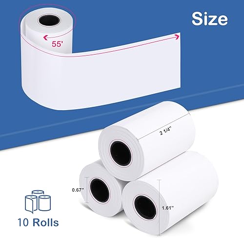 Miniatura 2 de Rollo de papel térmico de 2 14 x 55 pulgadas, compatible con Clover Mini Flex Verifone VX520 Ingenico ICT220 ICT250 FD400, POScaja registradora, se