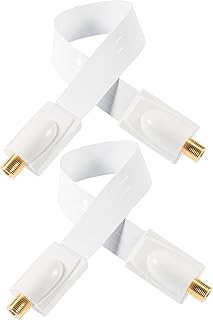 POPPSTAR - 2x 52 cm Cable pasaventanas SAT, contactos dorados, muy poco profundo (0,2 cm), color blanco, 4 tiras adhesvias