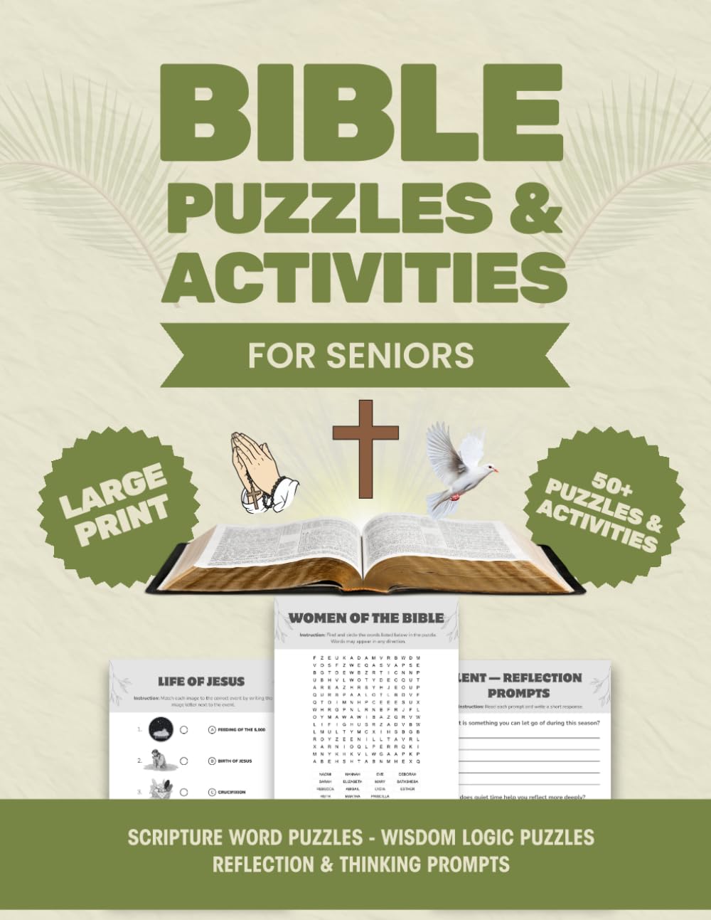 Bible Puzzles & Activities for Seniors: Faith-based Words & Logic Brain Games, Inspiring Bible Verses for Older Christian Adults to Strengthen Faith & Focus, Thoughtful Gift for Parents & Grandparents