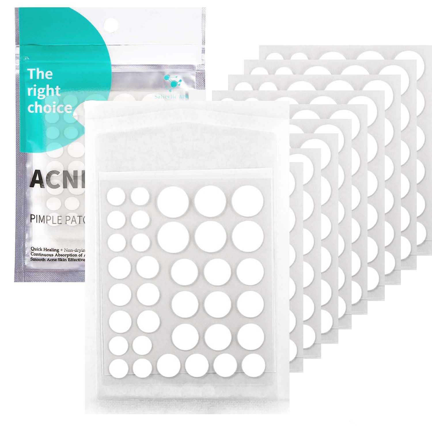 350 Piezas Parches para Acné Invisibles Hidrocoloides Parches Granos Uso Diurno Y Nocturno En Uno Absorbentes Parches para Acné Con Aceite De Té Y Ácido Salicílico Parches Para Granos-8/10/11/12/14 mm