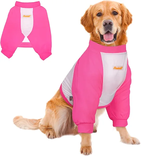 Handwith Dog Recovery Suit, Recovery Sleeve for Dogs, Dog Elbow Braces Protector for Leg Injuries & Joint Pain, Dogs Cone Alternative to Stop Licking Leg Wounds, Bright Pink (XL)