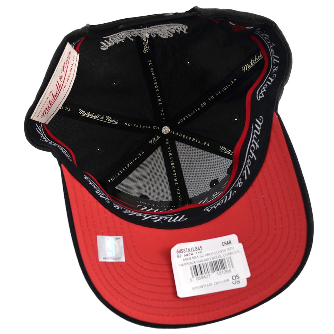 Mitchell & Ness Czapka z daszkiem NBA Team Arch G2 Chicago Bulls Charcoal/Black, szary, Rozmiar uniwersalny