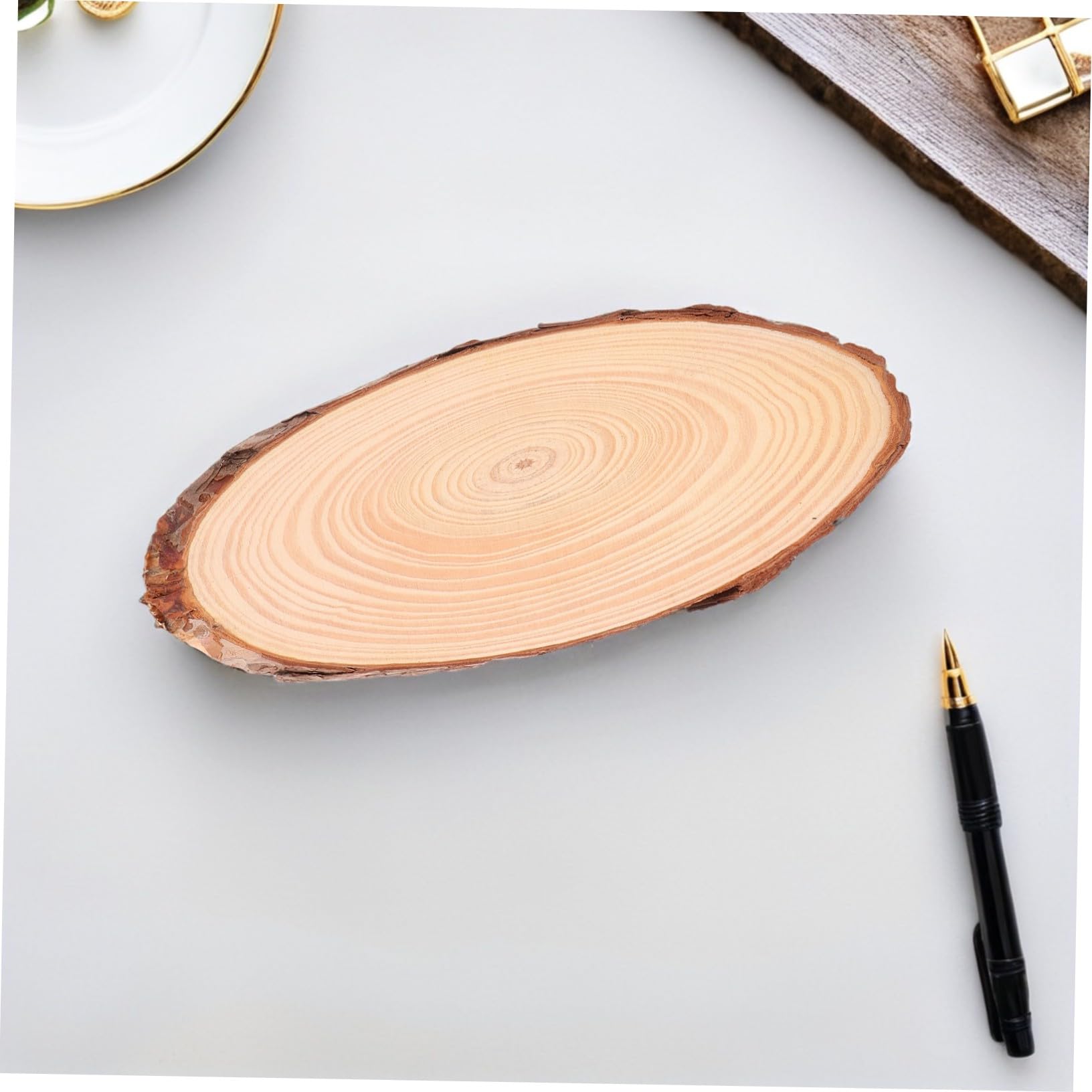 ARTIBETTER 4 STÜCKE Ovale Naturbelassene Holzscheiben Unbehandelte Holzteile für DIY Bastelprojekte Rustikale Hochzeits Weihnachtsdeko mit Natürlicher Holzmaserung
