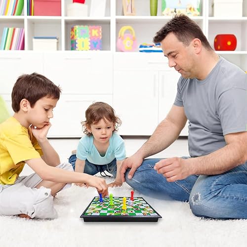 Miniatura 7 de Juego de mesa magnético de serpientes y escaleras, diseño plegable portátil y ligero, juego de viaje regalo para niños y adultos