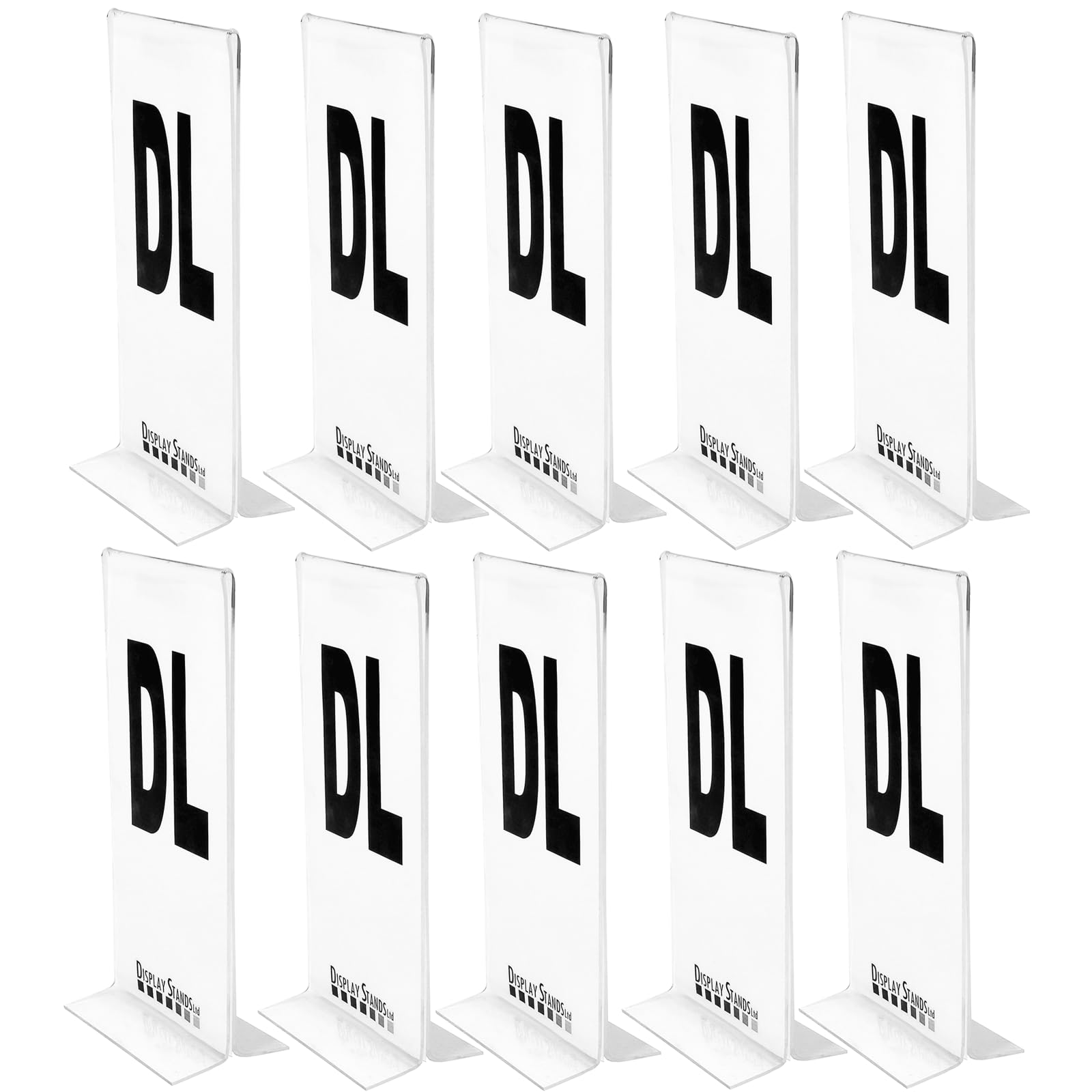 DSL Acrylic Poster Menu Holder - Portrait, Double Sided, Table Display Stand, Sign Holder, Perspex Freestanding Menu Holder (SU-PDS) (10, DL)